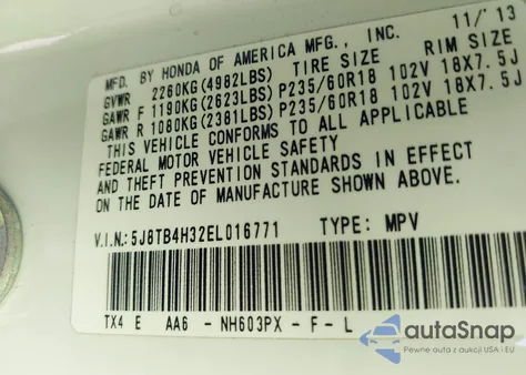 2014 Acura Rdx from USA, damaged, VIN 5J8TB4H32EL016771